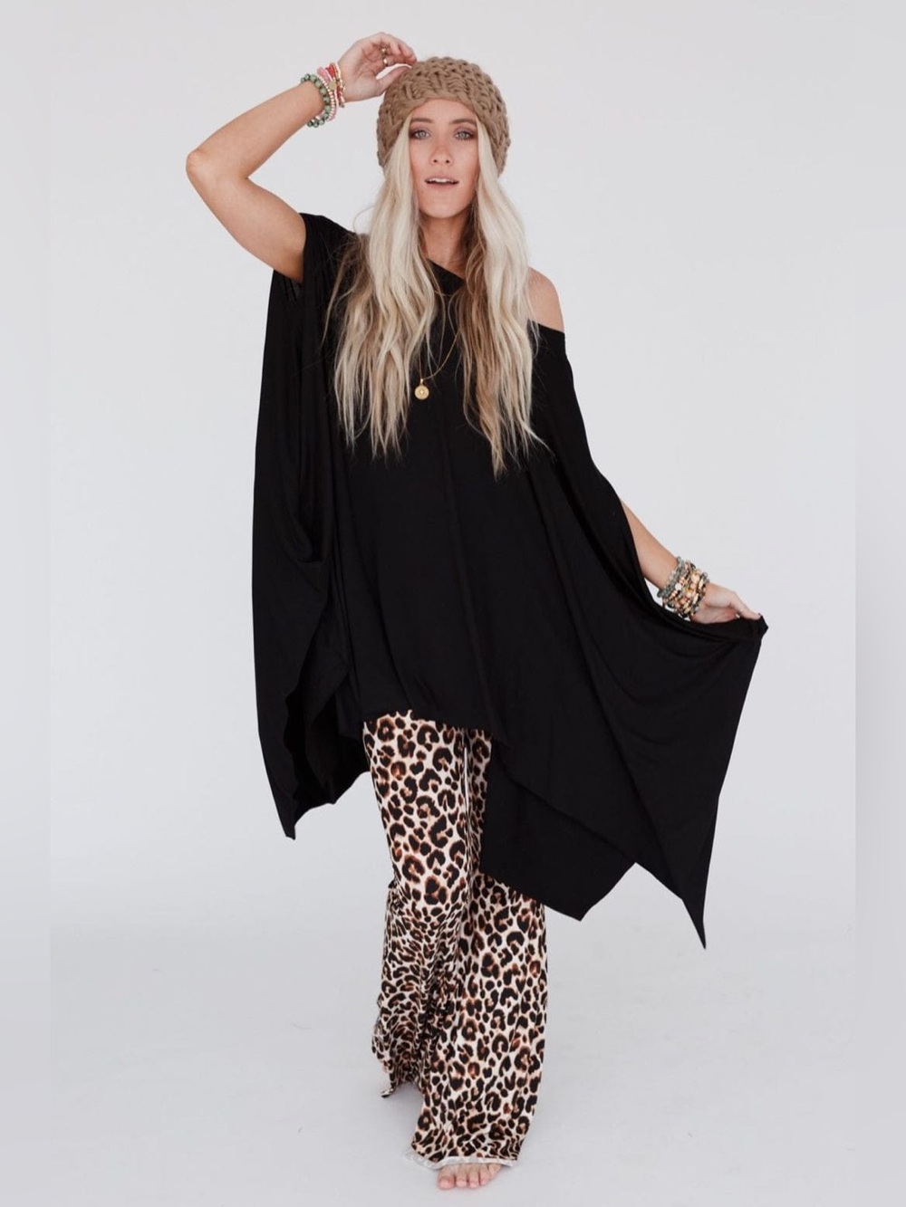 Three Bird Nest The Wren Tunic Black One Size NWT NEW Flowy Soft Asymmetrical